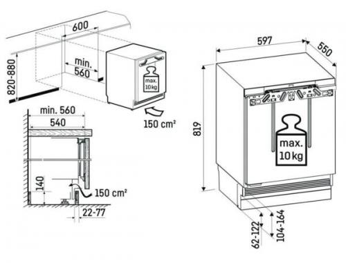 Preview: Liebherr DURd 3601-20 Unterbaukühlschrank Maße