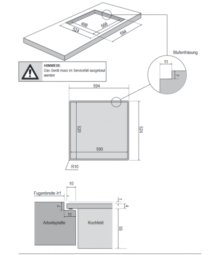 Oranier FLI 560 Kochfeld Autark Maße