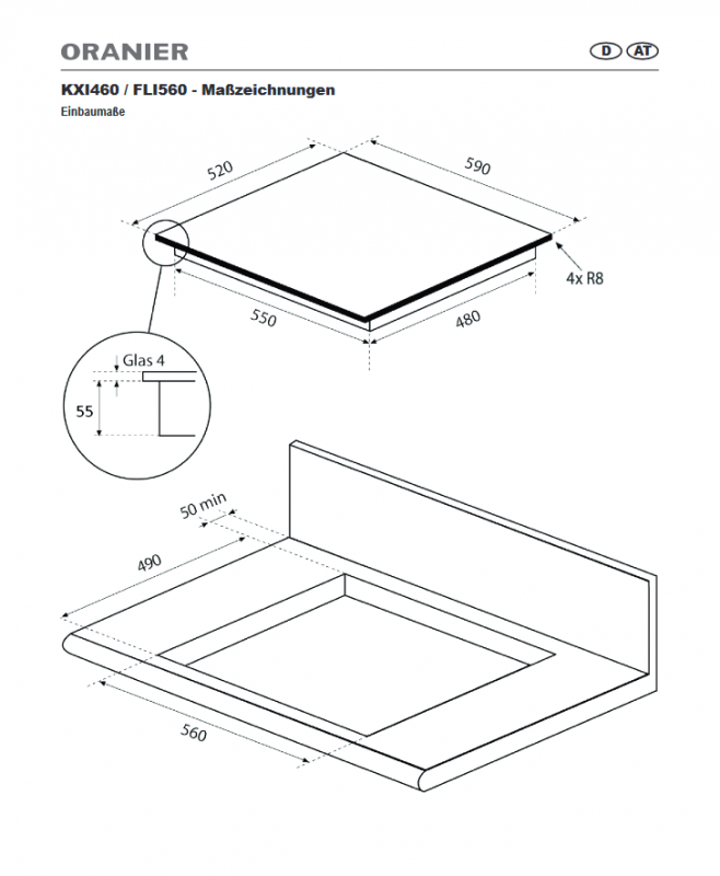 Oranier FLI 560 Kochfeld Autark Maße