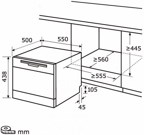 Exquisit GSP 206-030 D Kompaktspülmaschine Maße