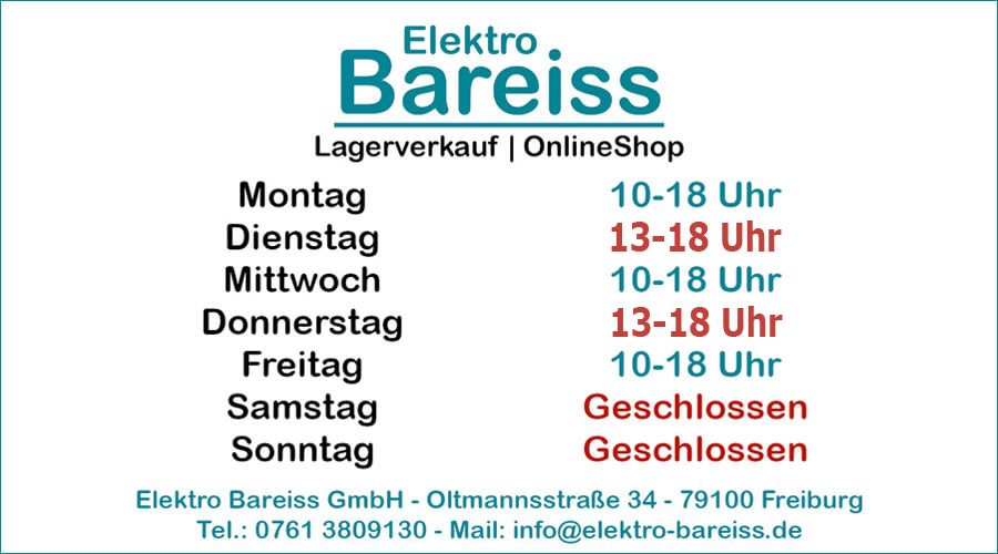NEUE Öffnungszeiten Elektro Bareiss NEUE Öffnungszeiten Elektro Bareiss